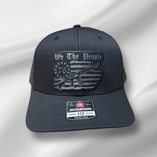 We The People Silver on Black Leatherette