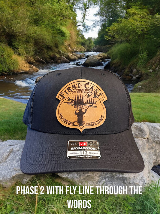 2nd Gen Fly Fishing First "Cast When The Waters Glass" Leather Patch Hat