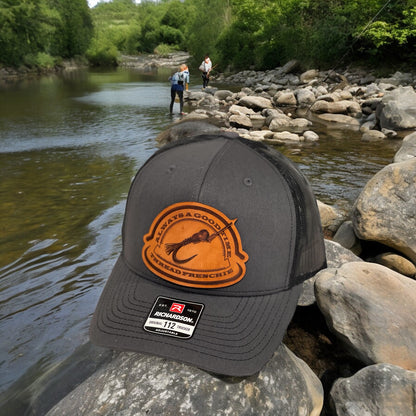 2nd Gen Fly Fishing Hat "Always A Good Time, Thread Frenchie" Leather Patch Hat