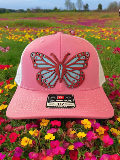 Butterfly Red on Blue Hat