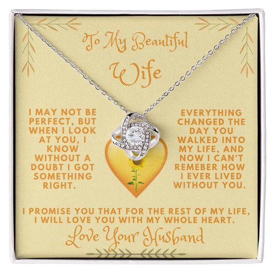 Love Knot Necklace "To My Beautiful Wife"