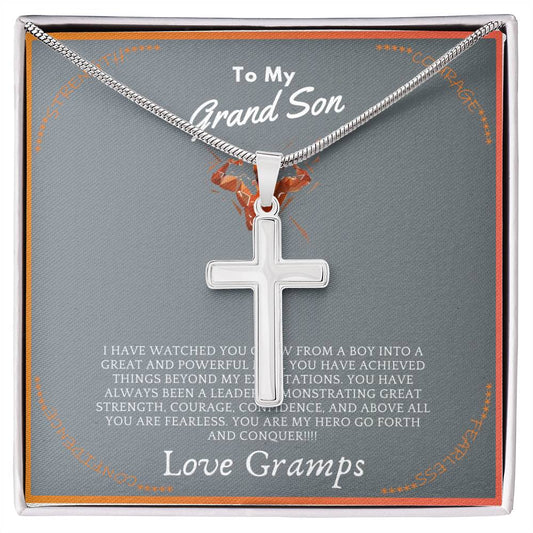 Cross Necklace, "To My Grandson"